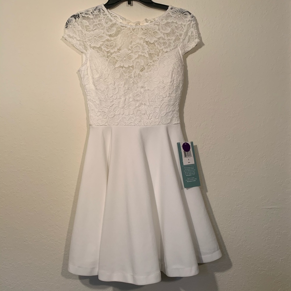 NWT! B. Smart white dress with lace top